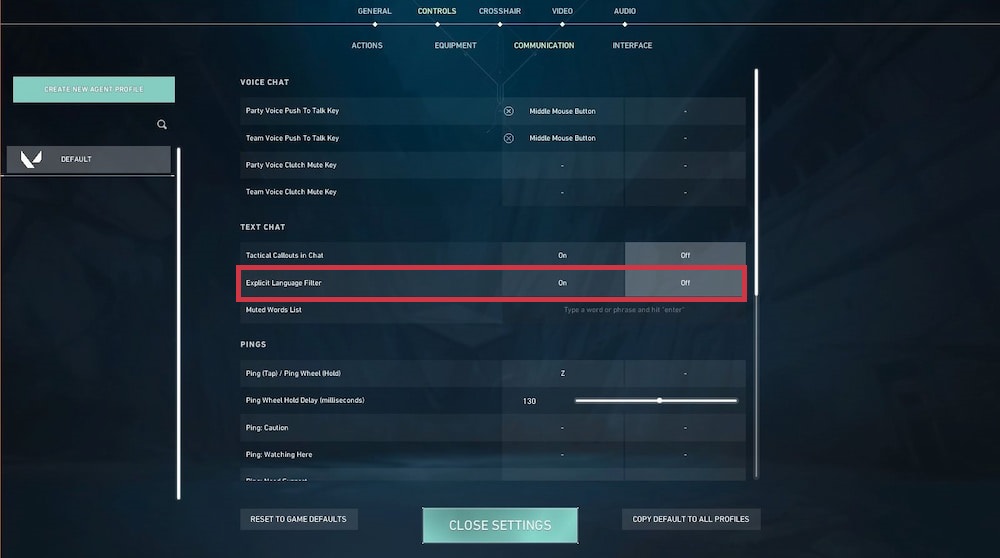 Uncensor your VALORANT chat via the in-game settings