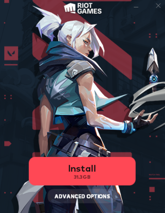 Advanced options button in the VALORANT installer 