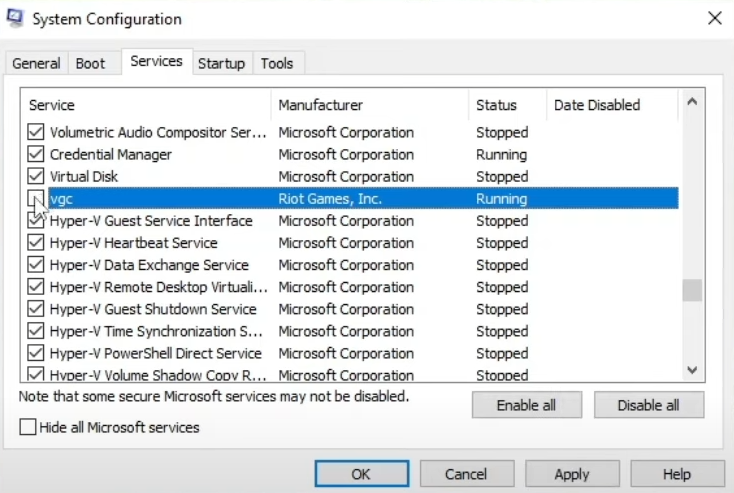 System Configuration -> VGC